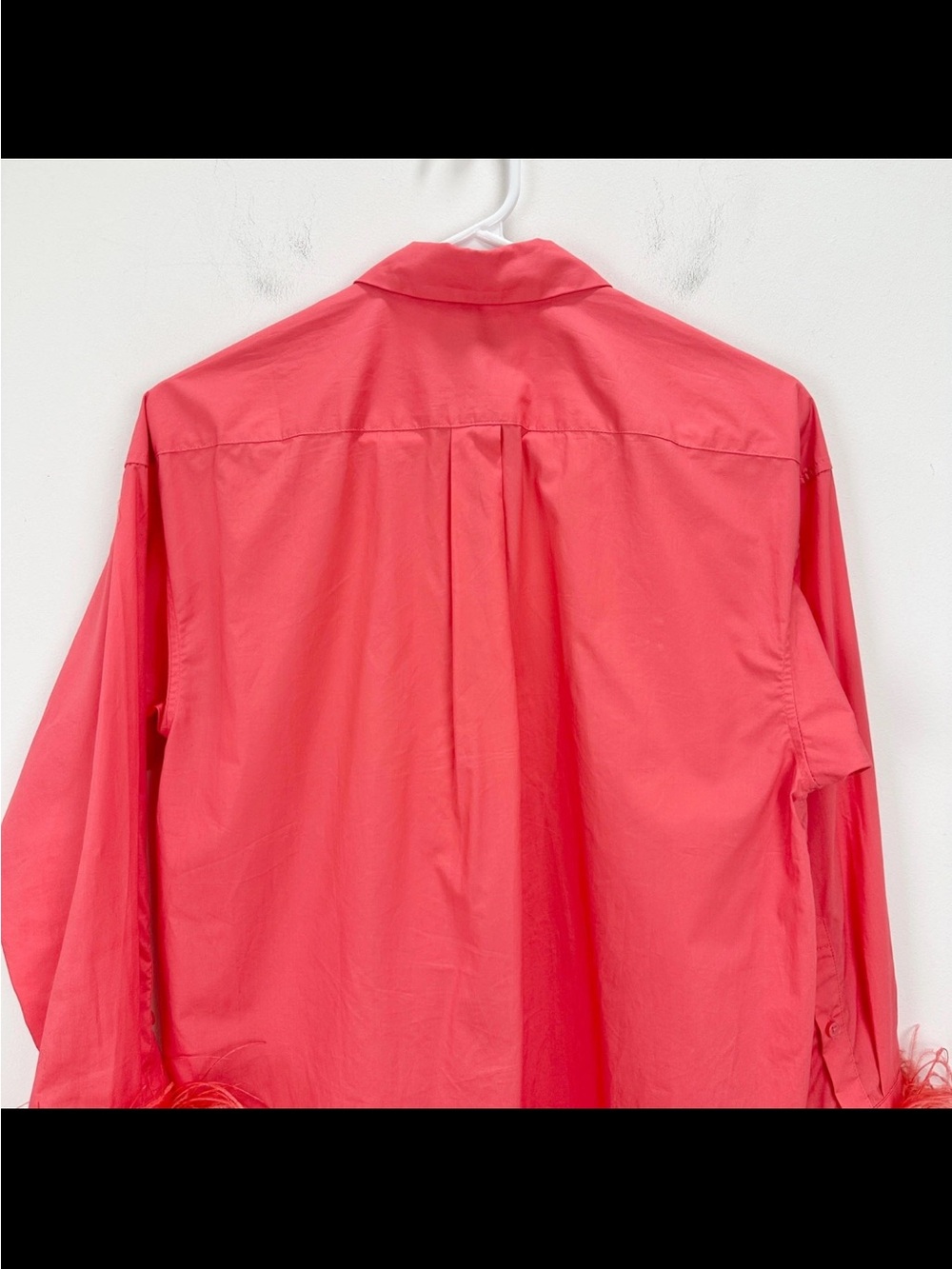 J.Crew Collection Feather Trim Poplin Button Up Shirt Coral Pink US 4 NWOT - Picture 10 of 11